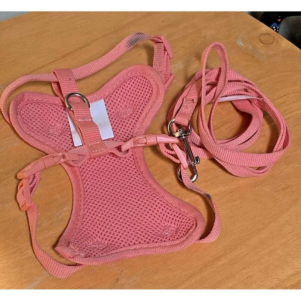 Vibrant Life Peach Rainbow Cat Kitty Harness with Leash O/S READ
